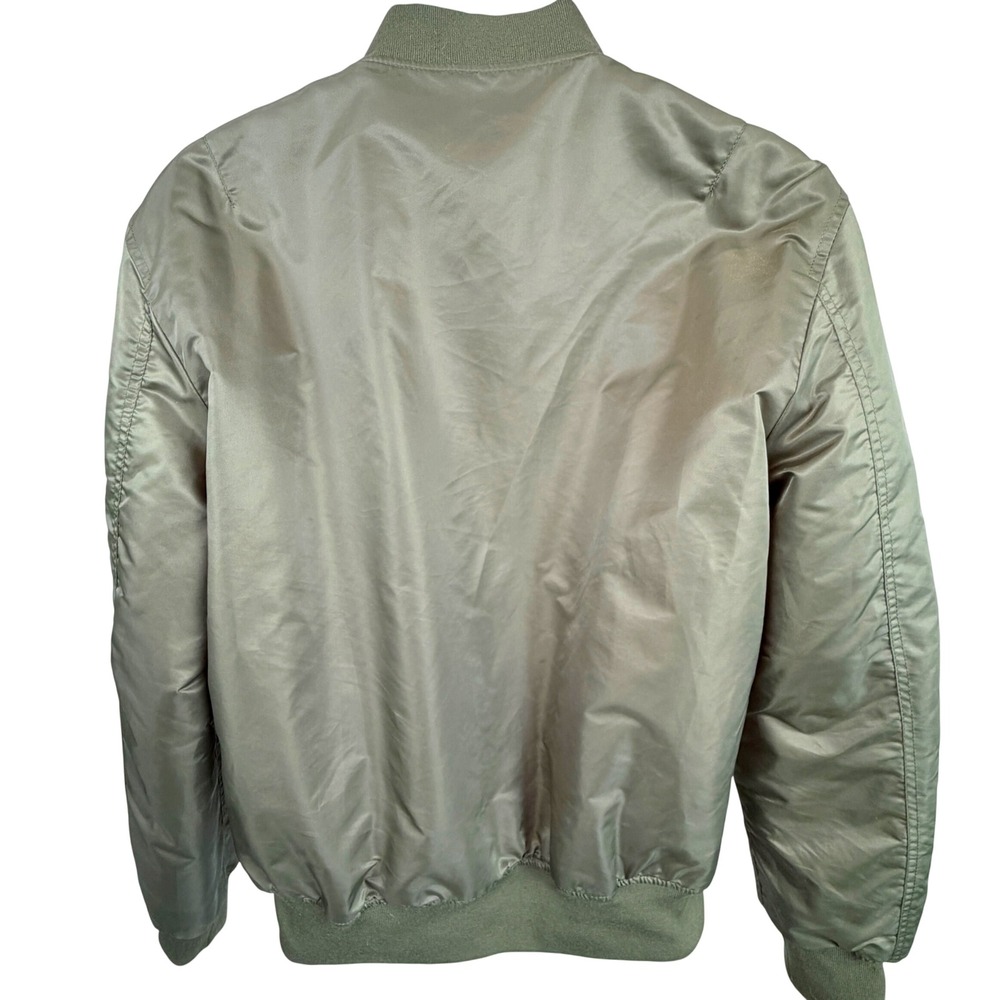 Avidace M Olive Green MA-1 Flight Bomber Jacket Quilted Lined Military Zip Mens - Picture 2 of 12